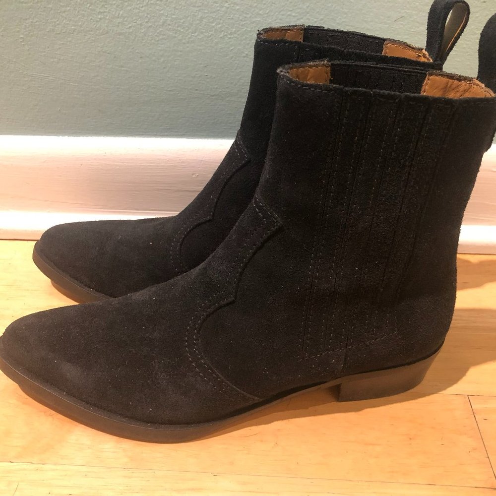 GANNI Western Suede Ankle Boot in Black - 1/2 in. heel